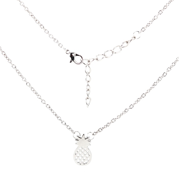 Silver Pineapple Necklace Dainty Delicate Pendant - Picture 3 of 8